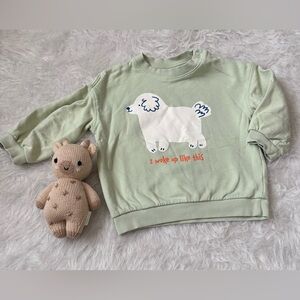 H&M Trendy Light Green Sweatshirt with Dog Design